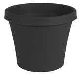 Bloem Terra TR1200 Planter, 14-1/2 in W, 14-1/2 in D, Round, Tapered Design, Plastic, Black, Matte